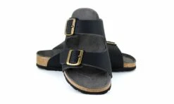 Two Strap Sandal Black -ALTERCORE Sales Store vegan sandal vegetarian shoes two strap sandal black 5 4